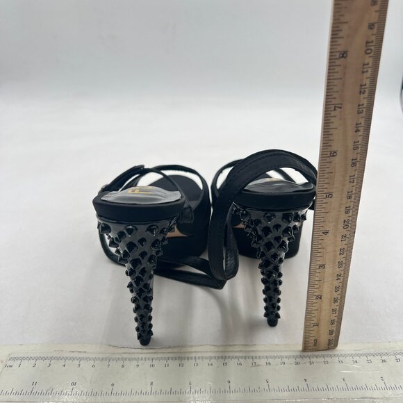 FSJ Black Sexy Open Toe Ankle Strap Platform Sandals High Heel with Rivets Shoes - Picture 5 of 8
